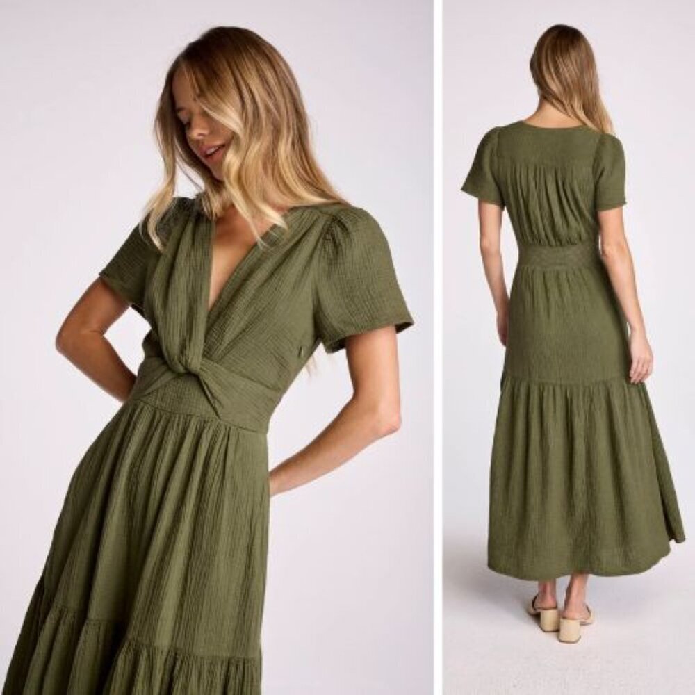 Sundays by wearesundays Olive Green Fleet Maxi Dress Size XS 36085
